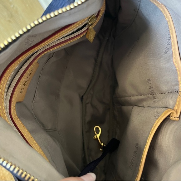 MZ Wallace Paige Nylon Crossbody in Navy & Tan - Picture 8 of 12